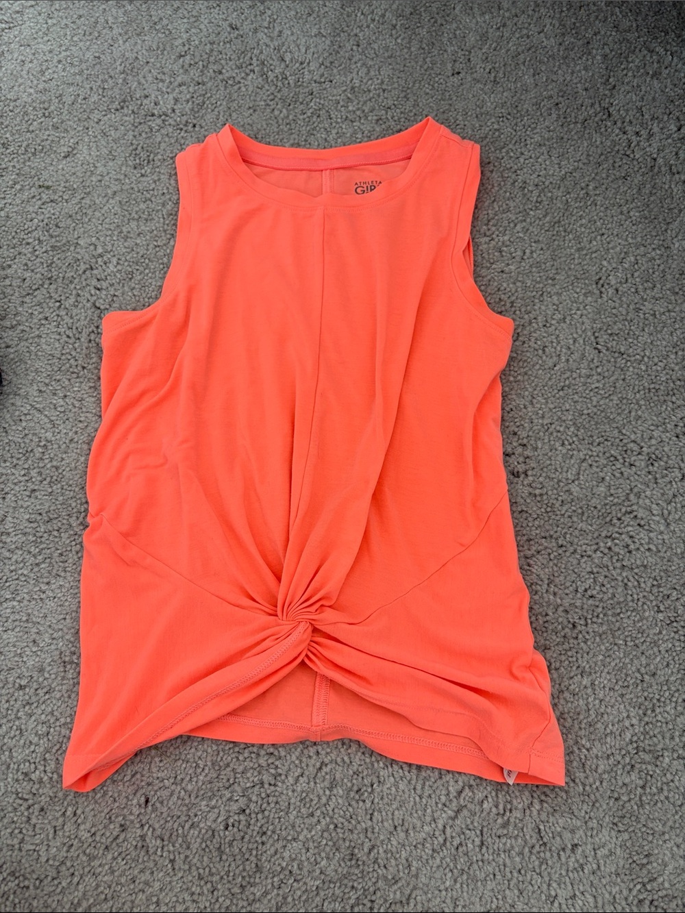 Athletic girl twist around tank top coral/orange